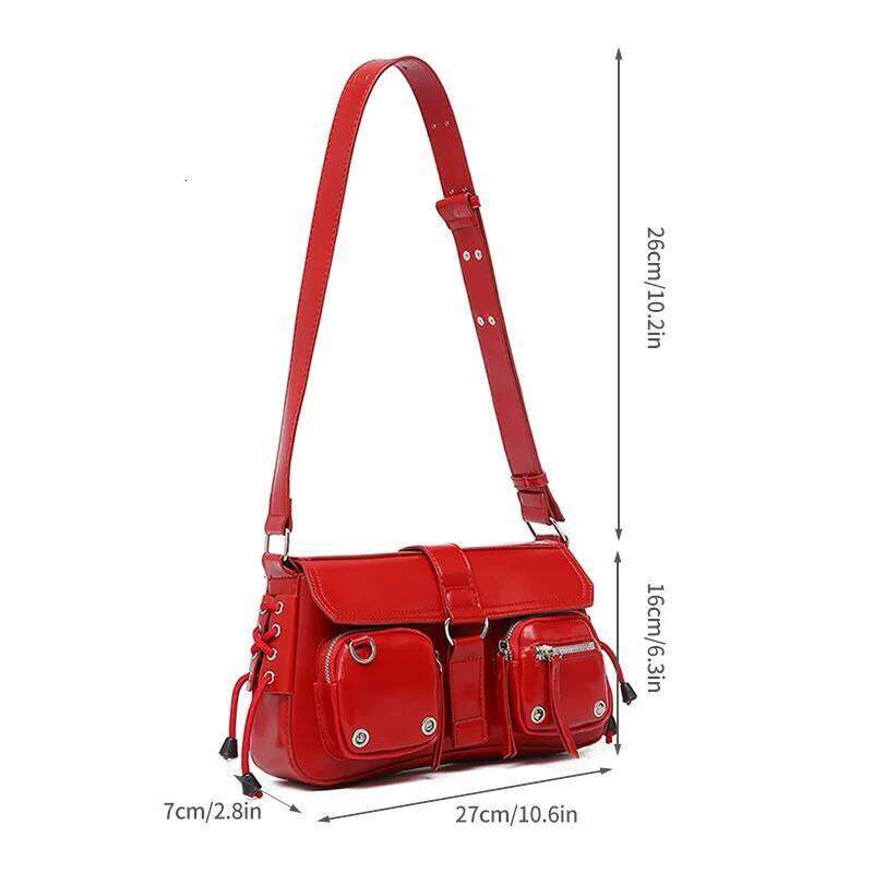 Goth Punk Cool Women's Underarm Bag Hot Girls Shoulder Bags Fashion Design PU Leather Female Handbags Tote Purse with Zipper