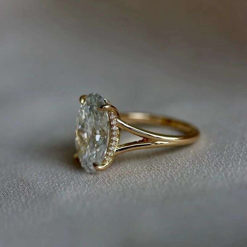 Finger Starry Night Four-Claw Oval Ring for Women, Silver, Niche Design, Light Luxury, Vintage, High-End Feel, Zircon, Jade, Non-Fading