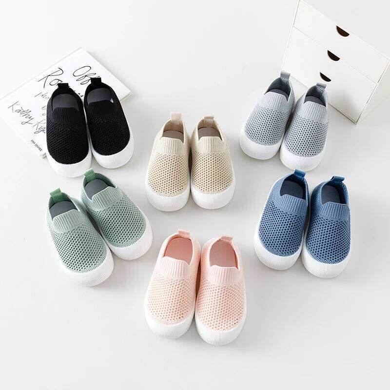 Casual Comfortable Solid Color Slip On Low Top Woven Baby Boys, Breathable Lightweight Walking Shoes For All Seasons Y260128