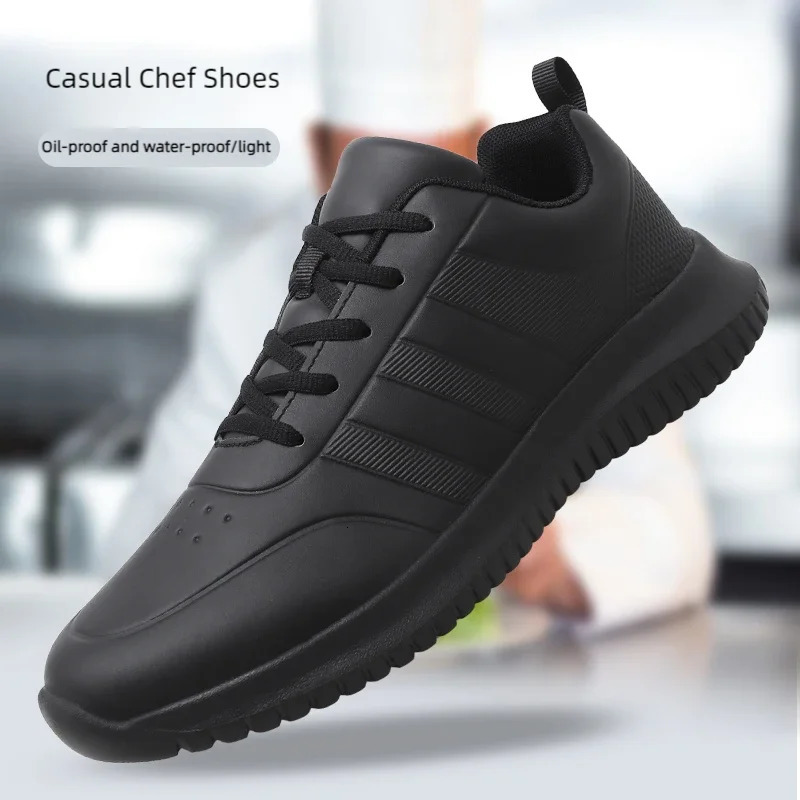 Chef shoes four season soft-sole anti-slip oil-proof waterproof portable kitchen work shoes fashion plus size casual mens shoes 260126