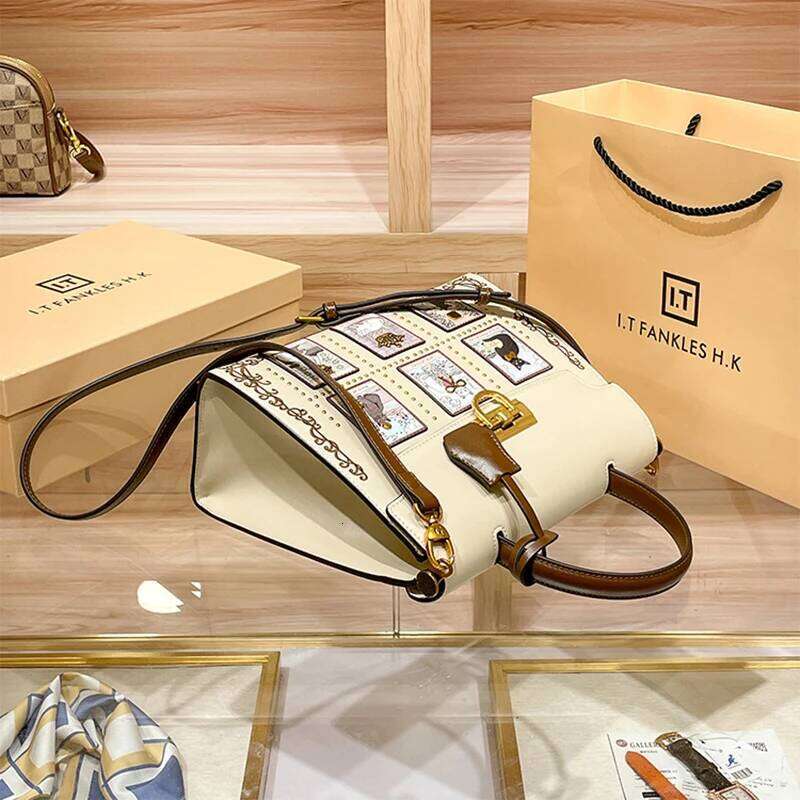 Light luxury brand women's handbag 2025 new autumn and winter fashion heavy industry painting designer Shang crossbody bag large