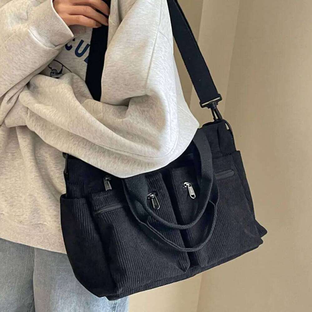 Crossbody Unique Front Zipper Pocket For Item Loss Prevention Bag Is Made Of Corduroy Fabric white XJ260131