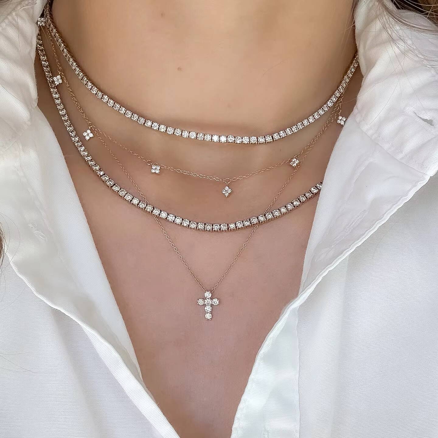 Fine Bracelets Bangles 2mm 3mm 4mm 10K Solid Gold Lab Grown Diamond Tennis Bracelet Necklace Tennis Chain with GRC Certificate