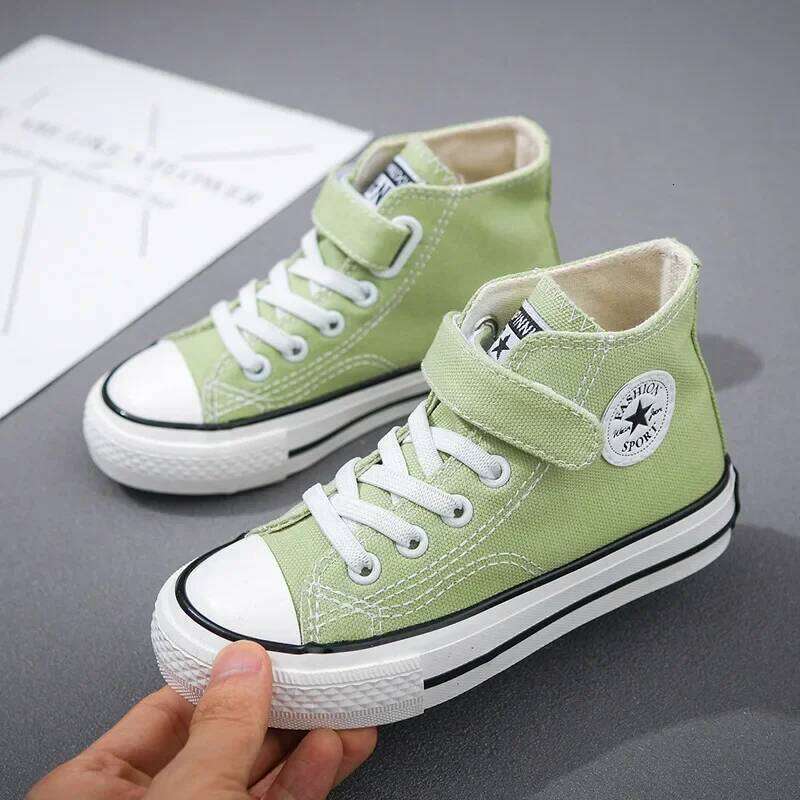 New Fashion Canvas Flat Shoes, Children's High-top Non-slip Sneakers, Student Casual Shoes Y260128