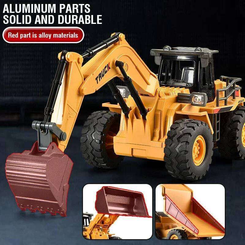 9Ch Rc Dump Tractor Remote truck Excavator 2.4G Radio control car Alloy Engineering Vehicle Children's Toys for Boys kid Y260131
