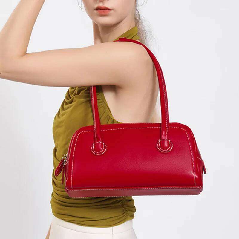 PU Leather Versatile Large Capacity Soft Tote Handbag Solid Color Elegant Underarm Travel Party Shoulder Bag