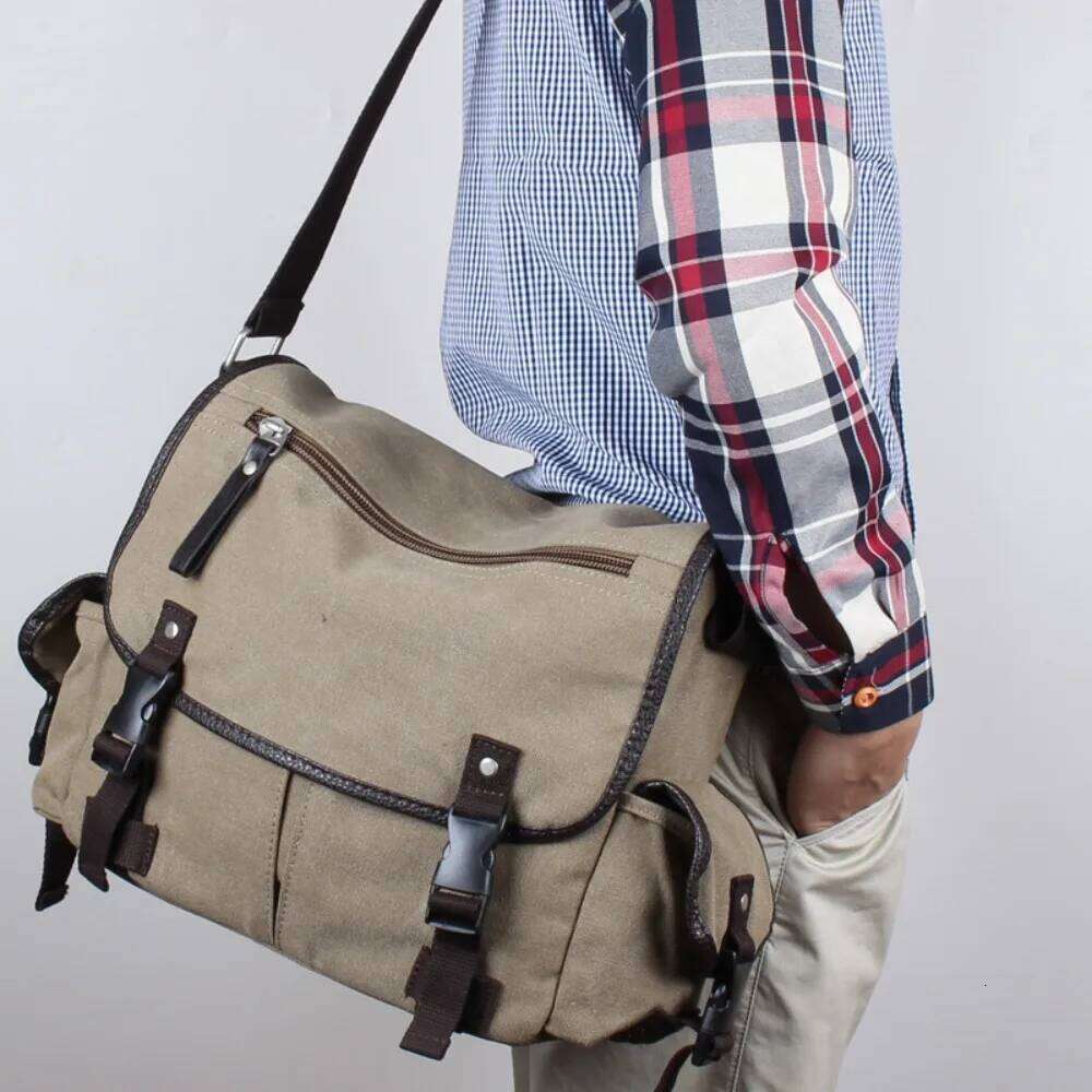 Classic Men Shoulder New Canvas Messenger Outdoor Leisure Travel Multi Pockets Satchel Handbags Men's Designer Bag