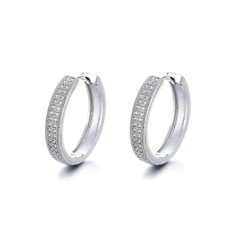 Buyee 925 Sterling Silver Female Hoop Earring White Zircon Earring for Women Fashion Classica Wedding Fine Jewelry Earring 260126