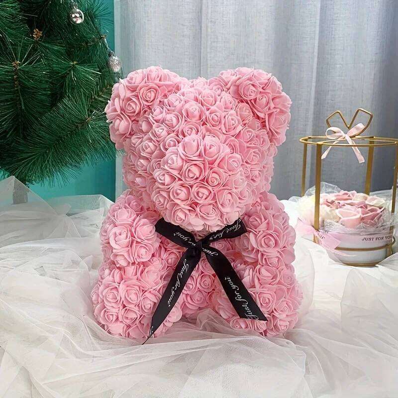 Artificial Flowers Rose Teddy Bear Girlfriend Anniversary Christmas Valentines Day Gift Birthday Present For Wedding Y260131