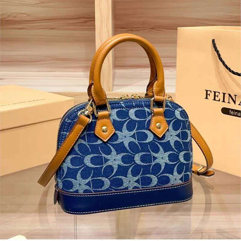 Ladies' handbag, light luxury retro denim canvas fashionable 2025 new shell bag, high-end single shoulder crossbody bag
