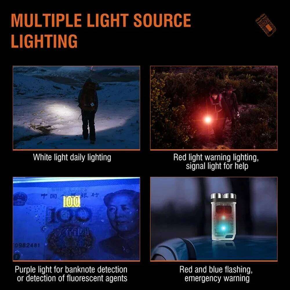 Mini Portable V3 EDC Handheld Flashlight USB Rechargeable Pocket Torch Magnetic Keychain Light with Red and Blue Blinking Lamp H260131