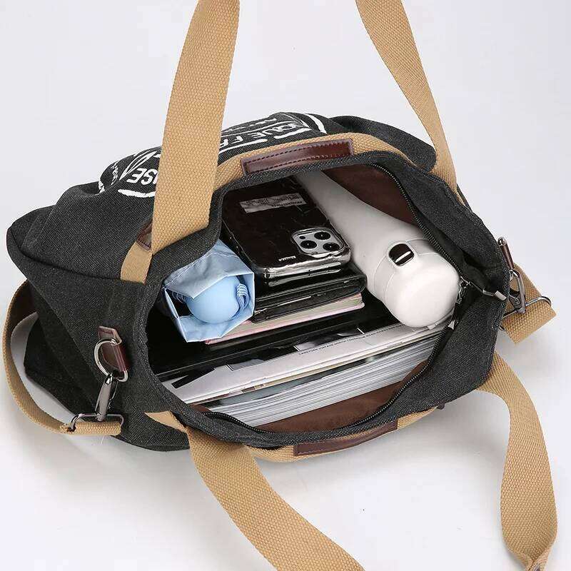 Women's casual Parisian print large capacity shoulder tote bag