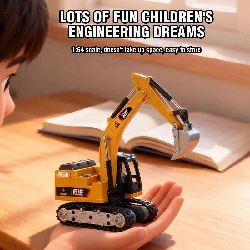 1/64 Excavator Desktop Mini Rc Car Remote Control Truck Engineering Vehicle Toy Trucks Children Toys Boys Kid Christmas Gifts Y260131