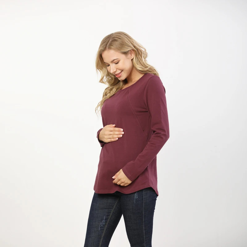 Autumn Long Sleeve Pregnancy Maternity Clothes Breastfeeding Tops For Pregnant Women Nursing Top Maternity T-shirt Free 260124