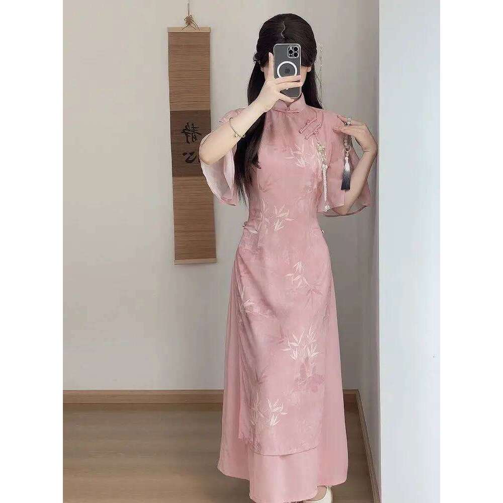 Chinese Pink New And Slim Summer Dress