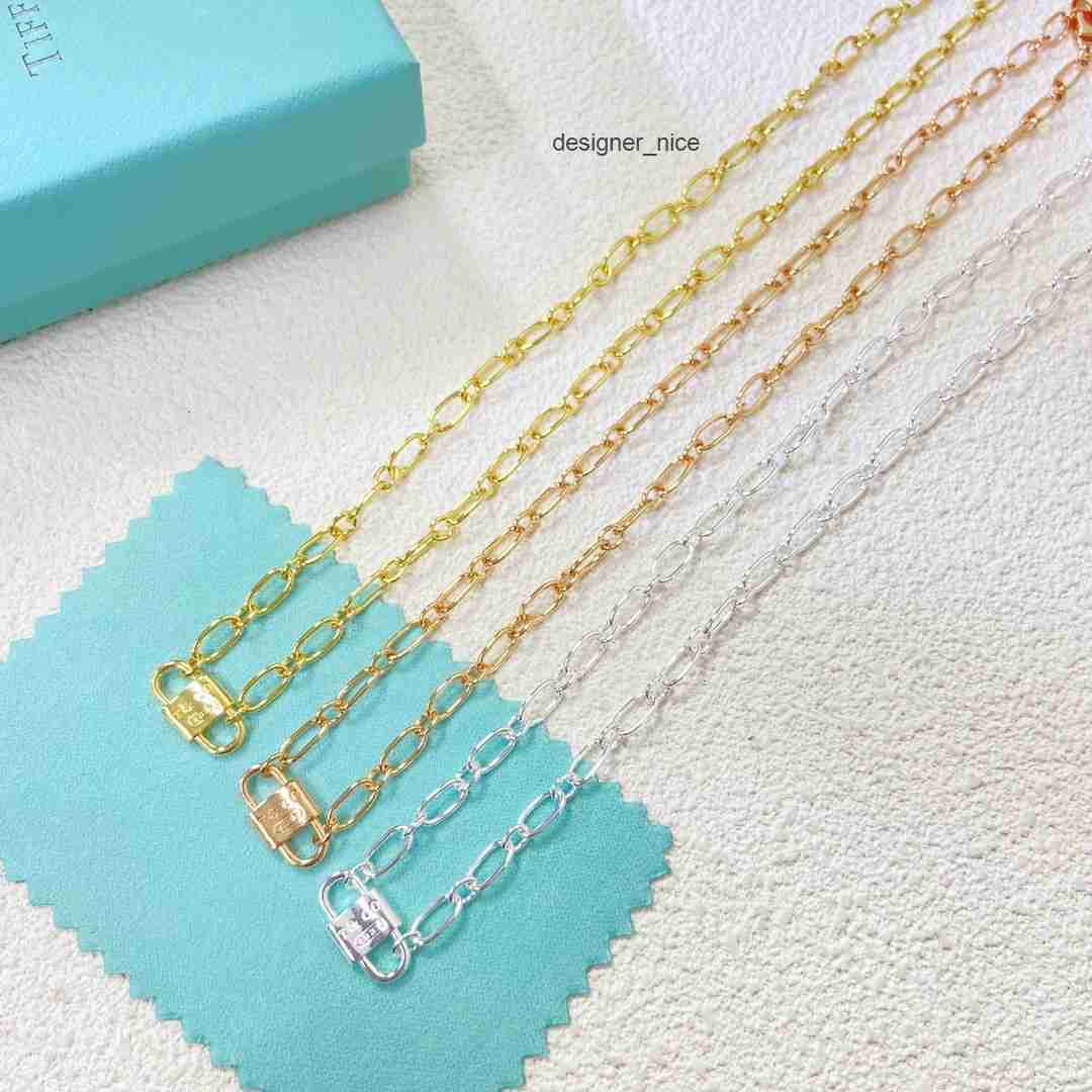 designer luxury jewelry for men women gold silver woman double lock necklace bracelet earring set versatile accessories short st tiff tiffanies and tiffanyx co C06M