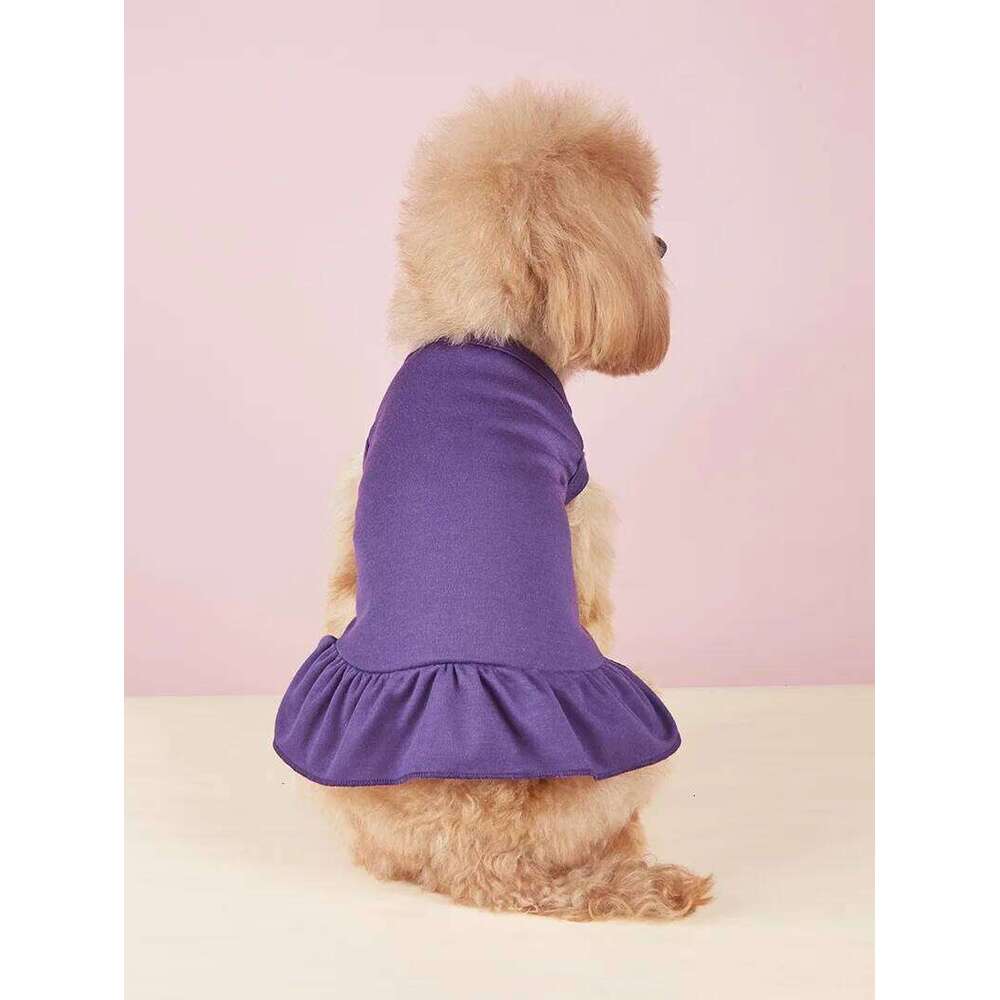 Spring Summer Thin Model Pets Tank Top Breathable Solid Color Lotus Leaf Edge Skirt Hem In The Middle Small Dog Cat H260129