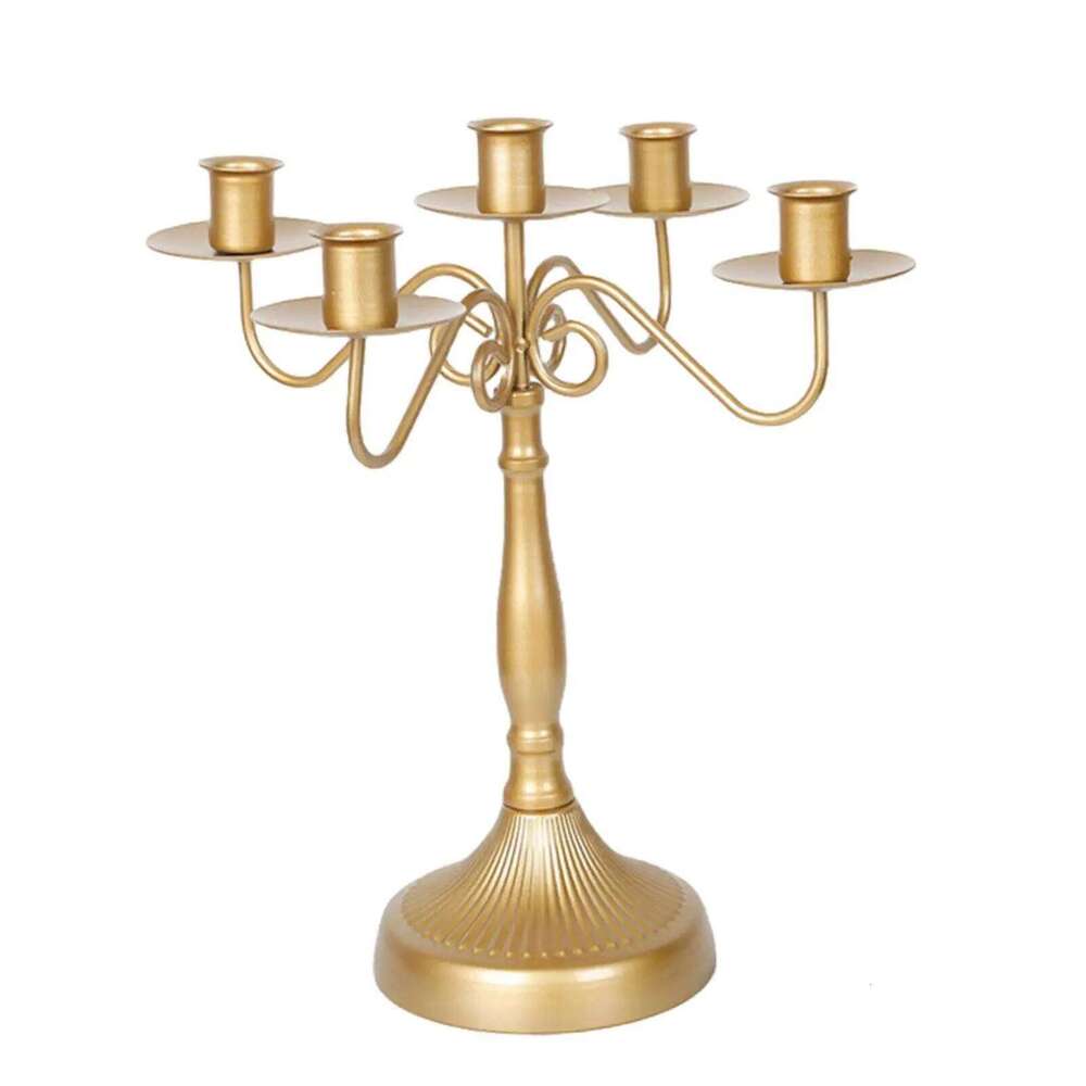 Metal Candlestick Five Headed Candle Holder for Desktop Living Room Festival Y260131
