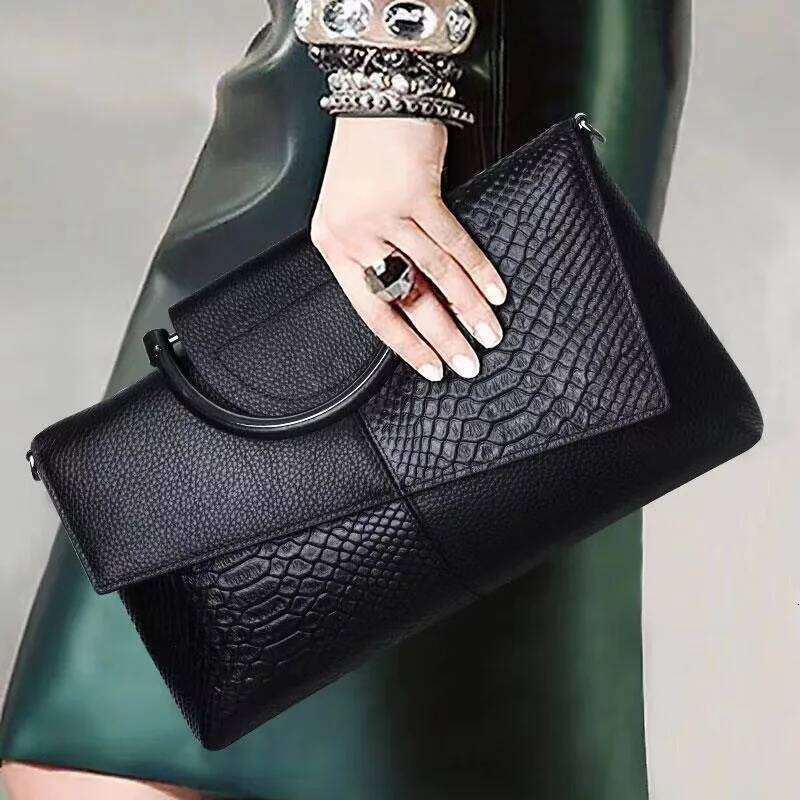 Fashion Temperament Convenient Pure Color Simple Ladies Business Bag Crossbody Handbag Crocodile Texture Snake Print