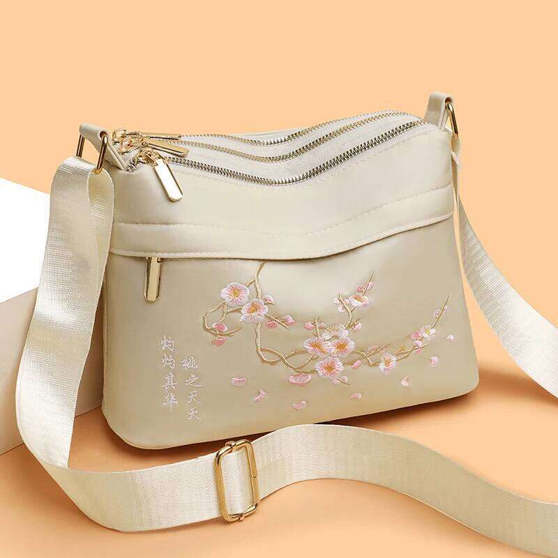 Cross-border new style women's crossbody bag, large capacity, fashionable embroidery, single shoulder bag with multiple compartm