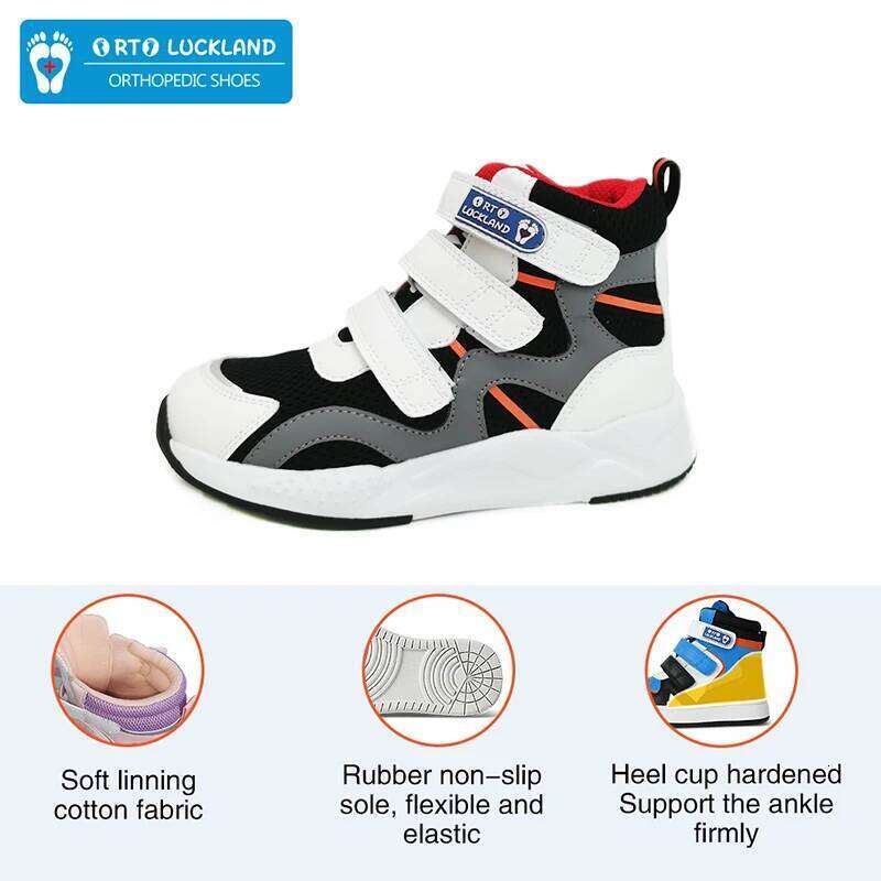 Children Boy Sneakers Orthopedic Shoes For Kid Ankle Support Leather Anti-Slip Toddler Sporty Running Boot Size24-36 Y260128