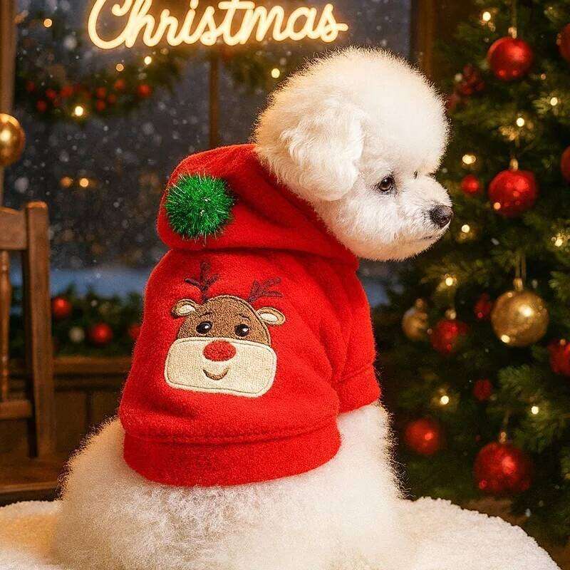 1PC Christmas Elk Pet Clothes Dog Cat Thickened Warm Red Dress H260130