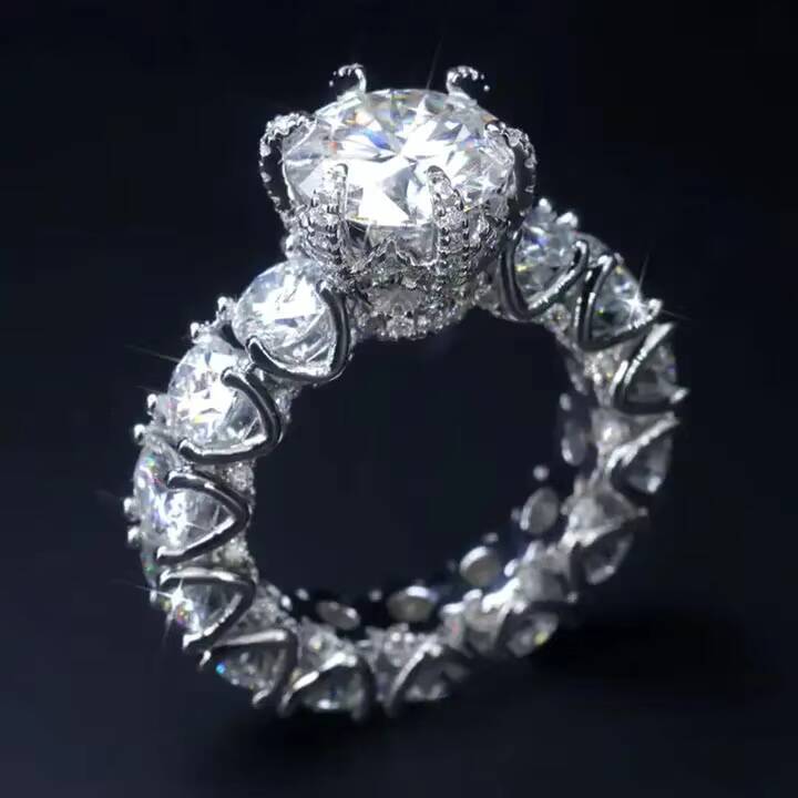 GRA Certified Pass Diamond Tester 925 Sterling Silver White Gold Brilliant Cut Prong Setting Moissanite Iced Unisex Hiphop Ring