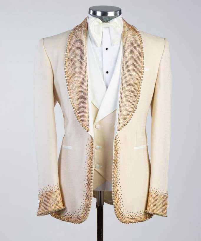Luxury Rhinestones Mens Suits 1 Pieces Jacket Shawl Lapel Single Breasted Special Occasion Wedding Party Customized traje de hombre