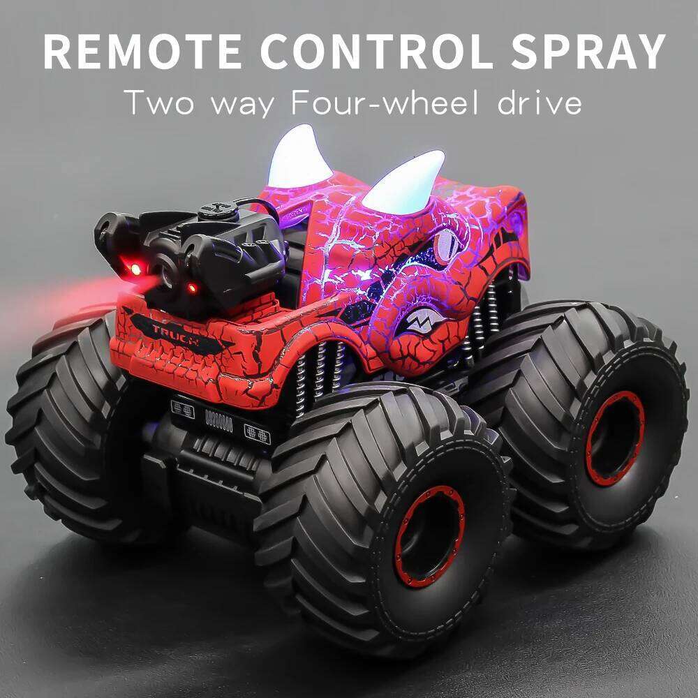 Cracked Dinosaur Stunt Buggy Spray Lights Spinning Climbing Children's RC Toy Car Y260131