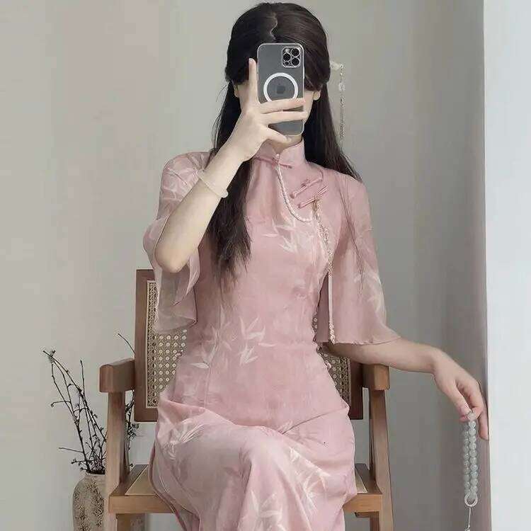 Chinese Pink New And Slim Summer Dress