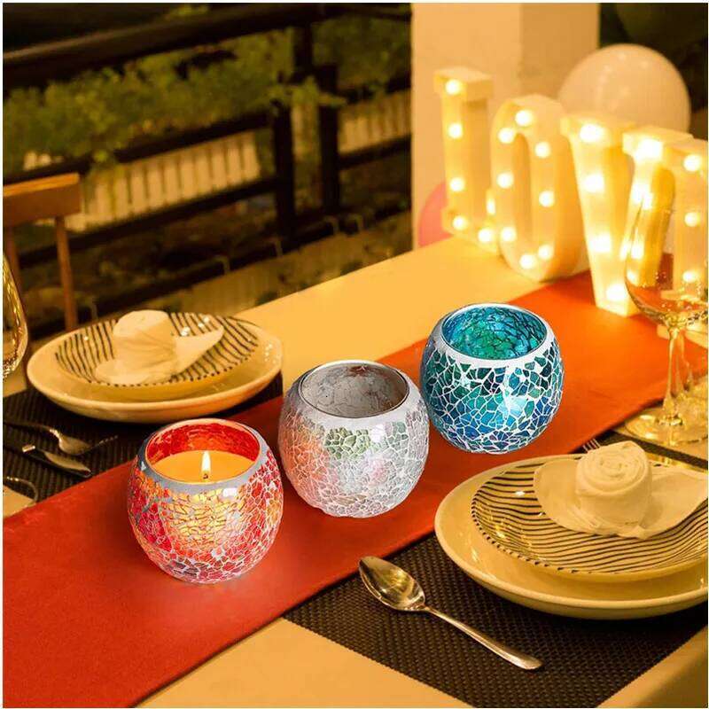 Mosaic Glass Tea Light Candle Holder,Handmade Romantic for Aromatherapy,Party Dcor,Used as Vase,Pen Holder,Potted Plants Bowl Y260131
