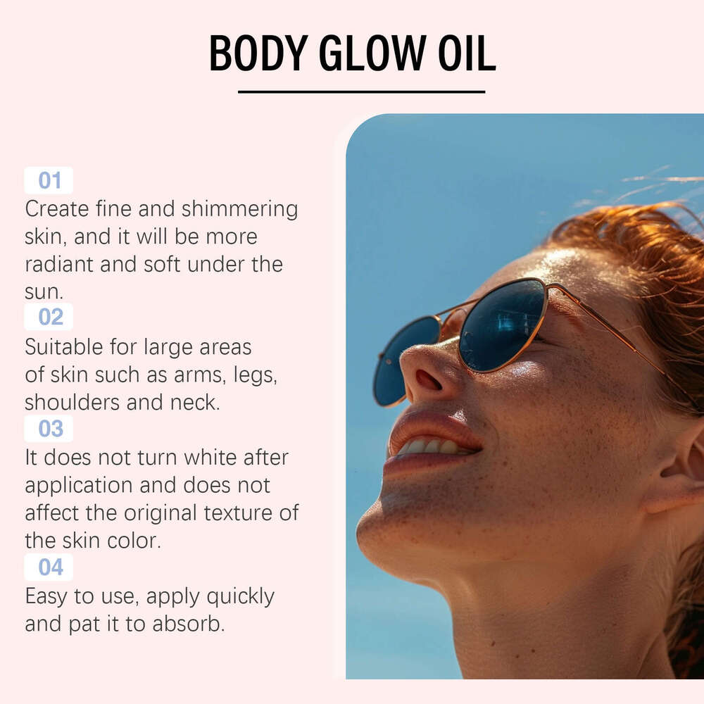 zephoco Rose Gold Coconut Glitter Summer Protective Moisturizing Glossy Non-Sticky Body Oil S260131