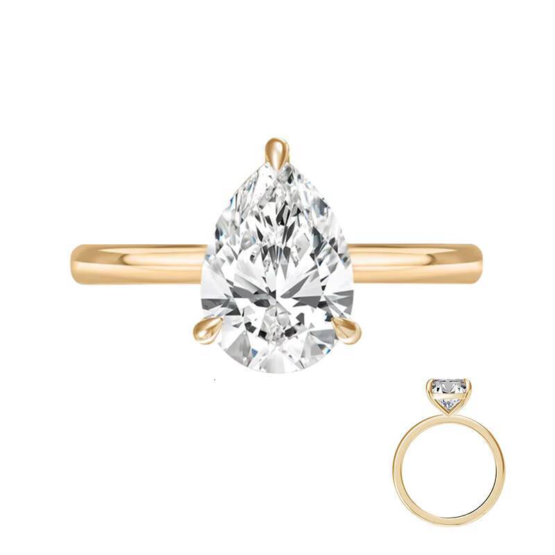 Starsgem Gold Engagement Ring 1CT Pear Shape HPHT CVD Lab Grown Diamond Solid Gold Jewelry