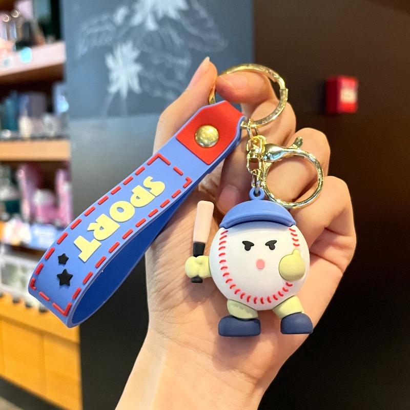 Bag Cartoon Keychain Charm Cute Sports Ball birthday gift Keychain Badminton Tennis Soccer Doll Purse Pendant Creative Game Souvenir Gift for Sports L