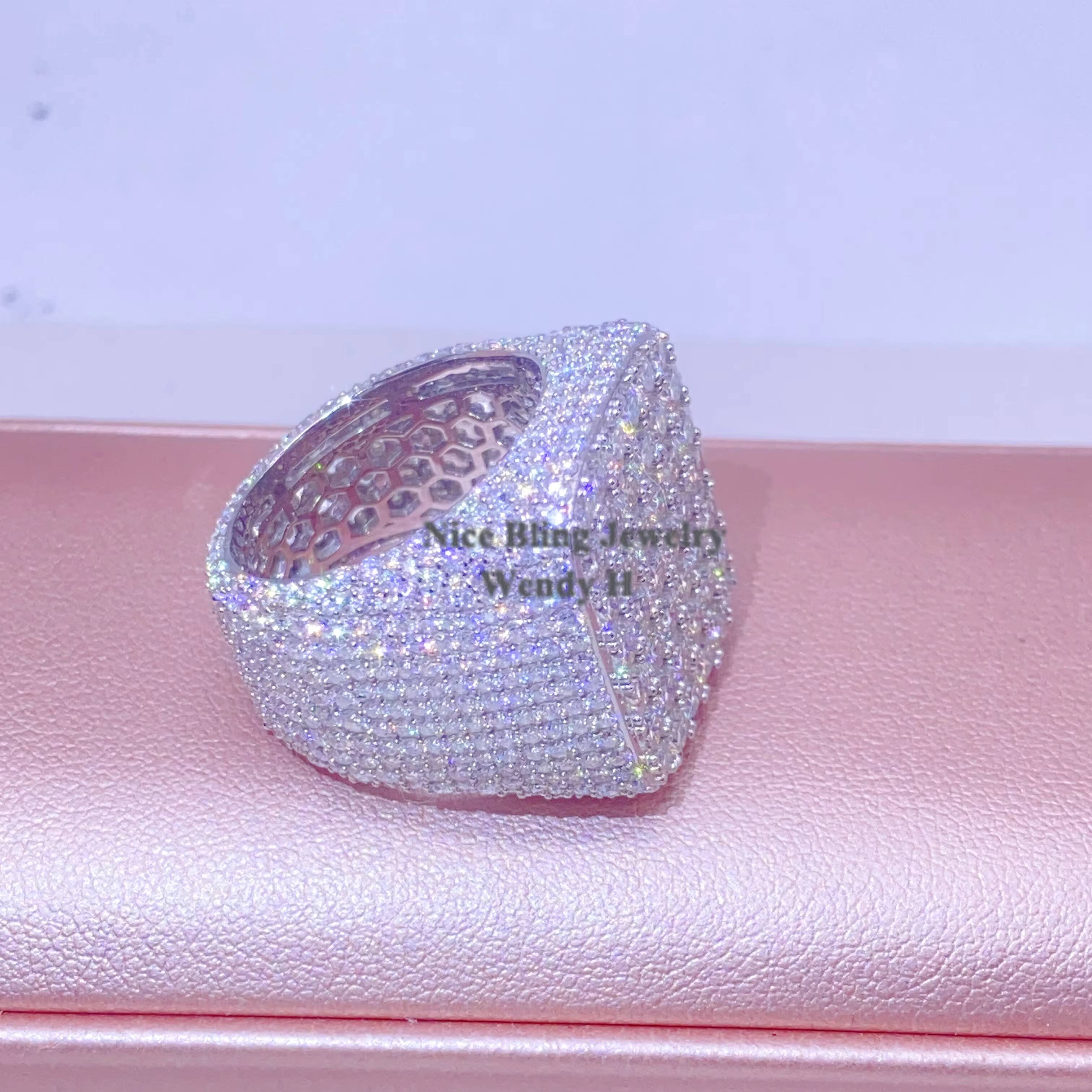 2026 Fine Jewelry Vvs Moissanite Iced Out Rings Men Sterling Silver Diamond Hip Hop Ring