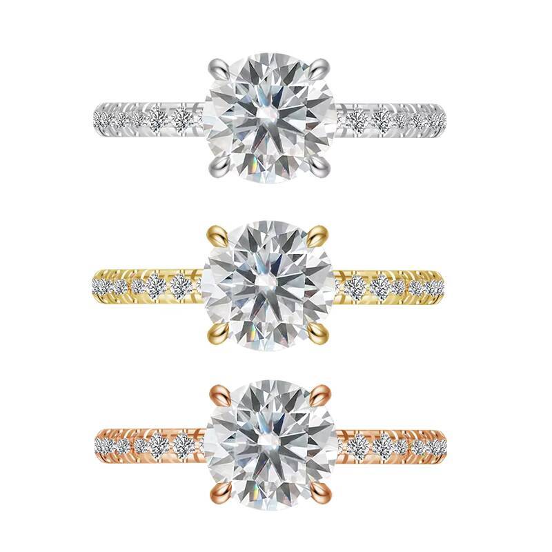 IGI Certified Fine Jewelry 1ct D VVS2 Round EX Cut Diamond Wedding Engagement Ring 10K 14K Gold HPHT CVD Lab Grown Diamond Ring