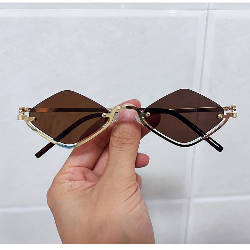 Fashion Small Polygonal Sunglasse Metal Half Frame Sun Glasses Ladies Hipster sexy Cat Eye Shades Vintage 260120