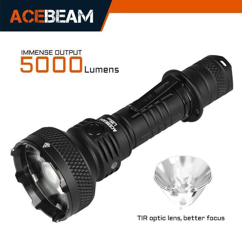 ACEBEAM L35 2.0 Tactical Flashlight 5000LM Super Bright 650M Long Range XHP70.3 HI LED Flashlights with Dual Switch H260131