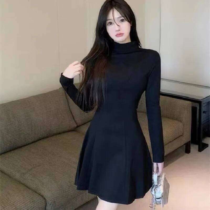 Half Turtleneck Waisted Inner Dress Women's Coat Spring Autumn Bottoming Short Skirt XJ260131