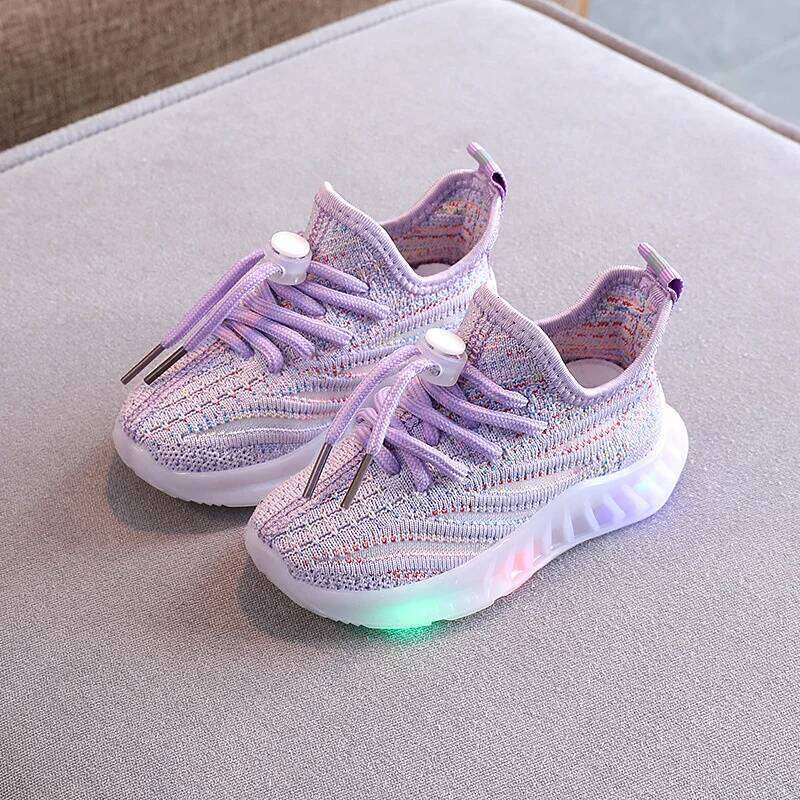 Size 21-30 LED Baby Luminous Boys Glowing Children Sport Sneakers for Kids Girls Breathable Toddler Shoes Led Flash Lights Y260128
