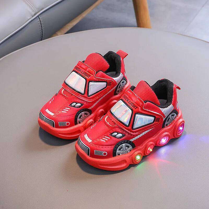 Autumn New Fashion Child Versatile Car Cartoon Shoes Comfort Thick Soled Luminous Casual Shoe Brand Sneakers Boy Y260128