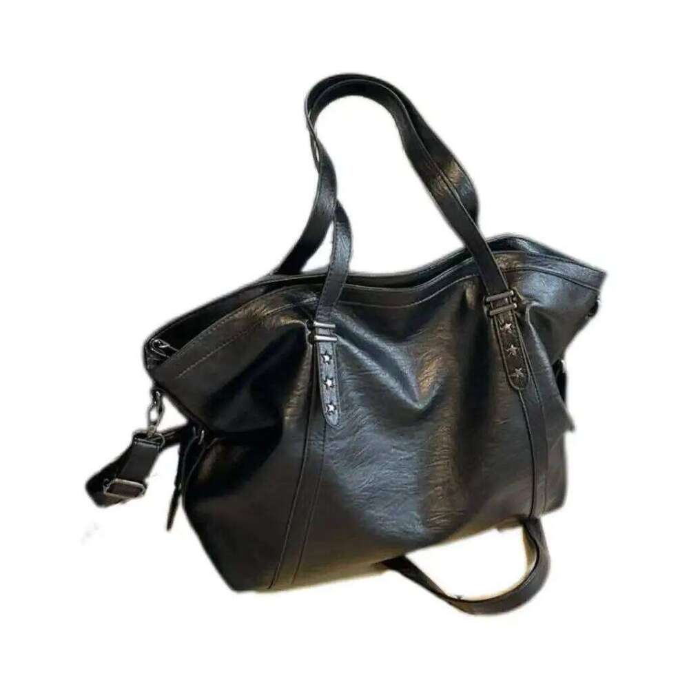 Large Capacity Advanced Waxed Leather Sling Tote Versatile Crossbody Commuting Handbag Underarm Bag Oil Wax Lea XJ260130