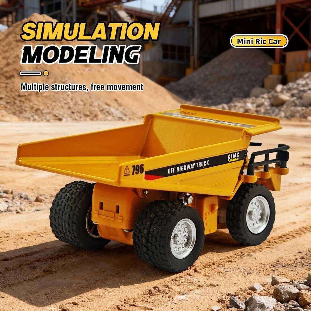 1/64 Mini Rc Dump Truck Alloy Diecast Liftable Remote APP Control Desktop Engineering Collection Cars For Boys Kid Gift Y260131