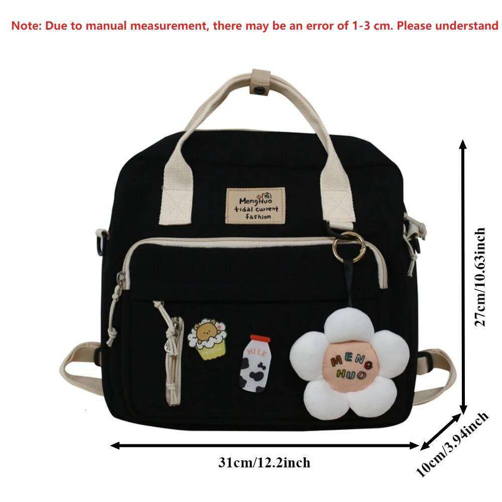 3 In 1 Backpack for Teenage Girl Ring Buckle Portable Travel Shoulder Bag Female Small Schoolbag Badge Woman Rucksack Satchel