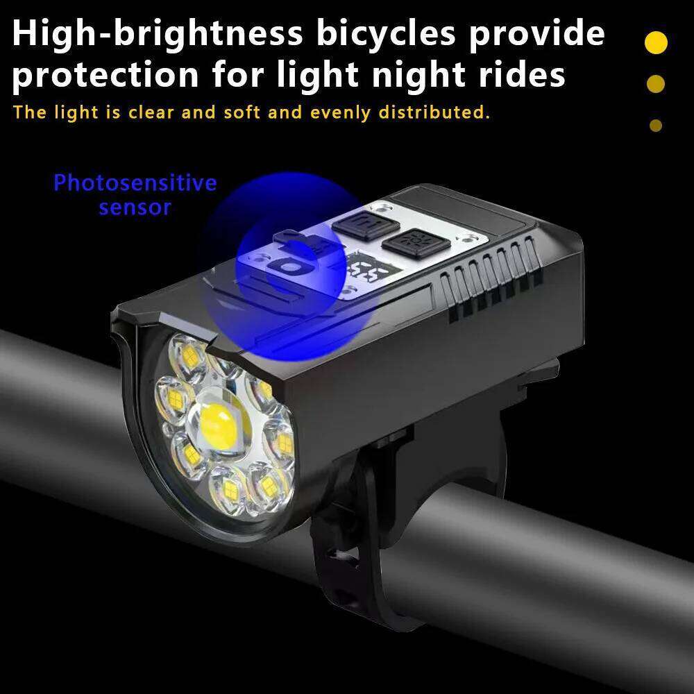 High Brightness Night 9LED Strong Light Flashlight Riding Equipment Type-C Charging Outdoor Lantern for Bicycle H260131