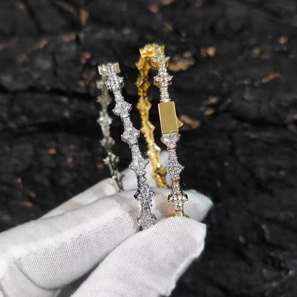 Moissanite Tennis Bracelet 18k White Gold Plated 925 Silver 3mm D VVS GRA Round Cut Women Men Gift Birthday Anniversary Bracelet