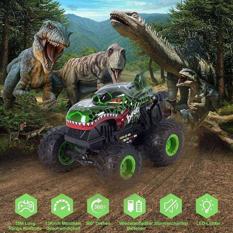 2.4 With Music And Lighting 1:20 Remote Control Stunt 360 Degree Rotation Dinosaur Shark Head Cool Children'S Toy Car Y260131
