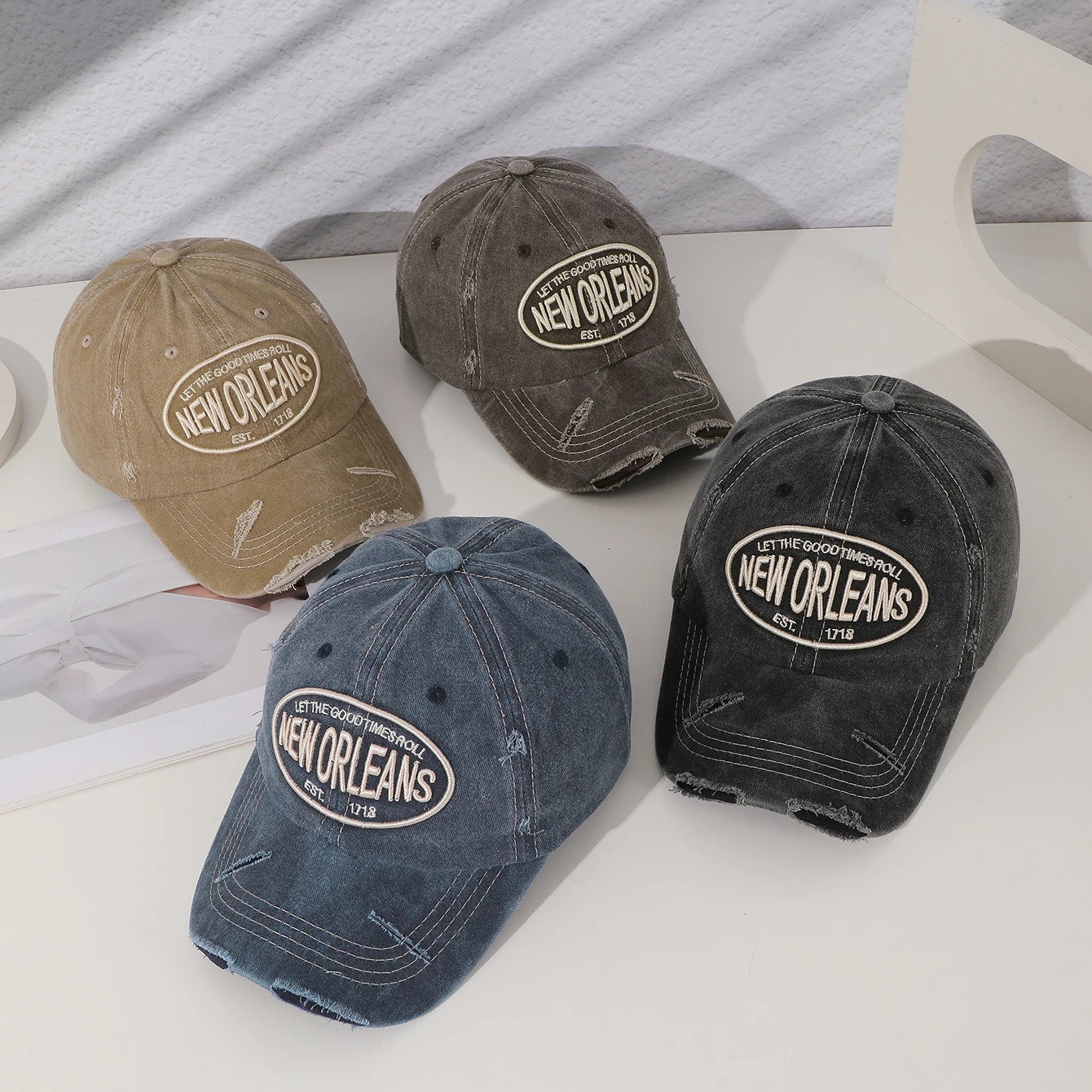 Spring Summer Vintage do old washed embroidered letter 1718 baseball cap soft top comfortable cotton visor 260120