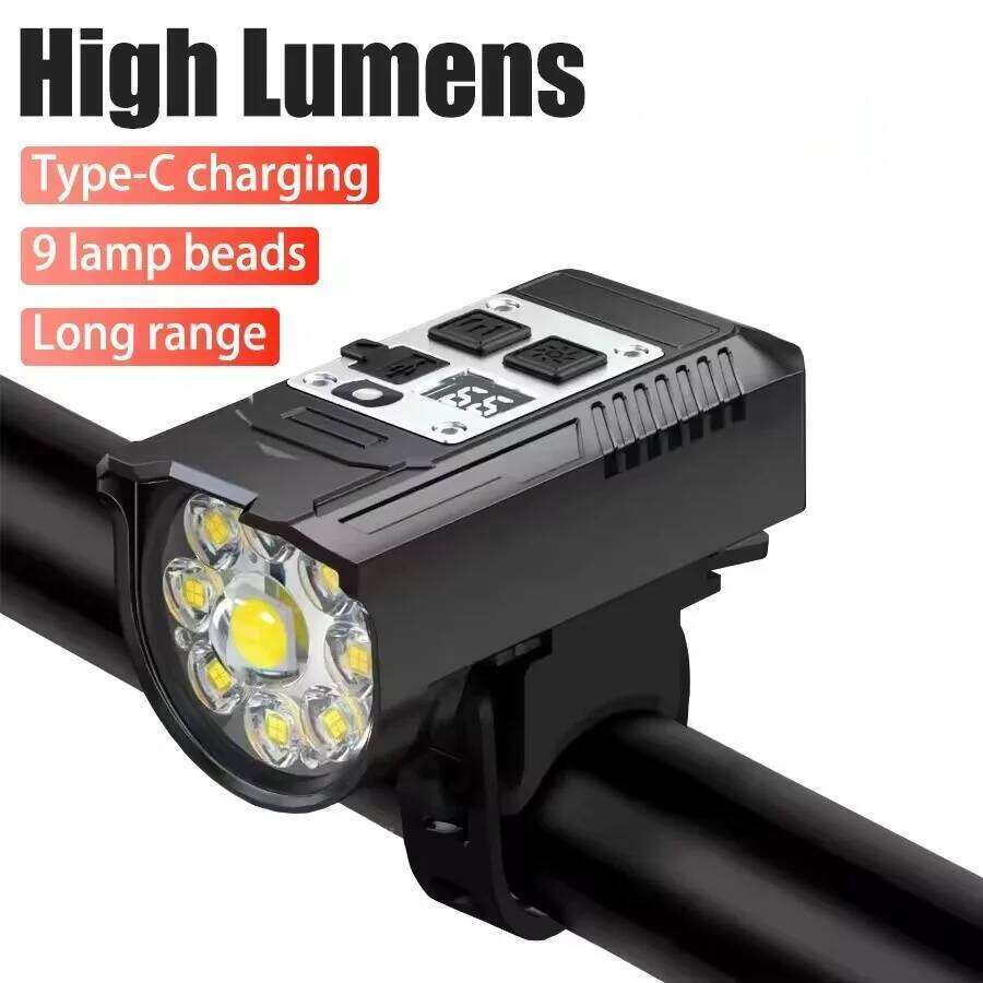High Brightness Night 9LED Strong Light Flashlight Riding Equipment Type-C Charging Outdoor Lantern for Bicycle H260131