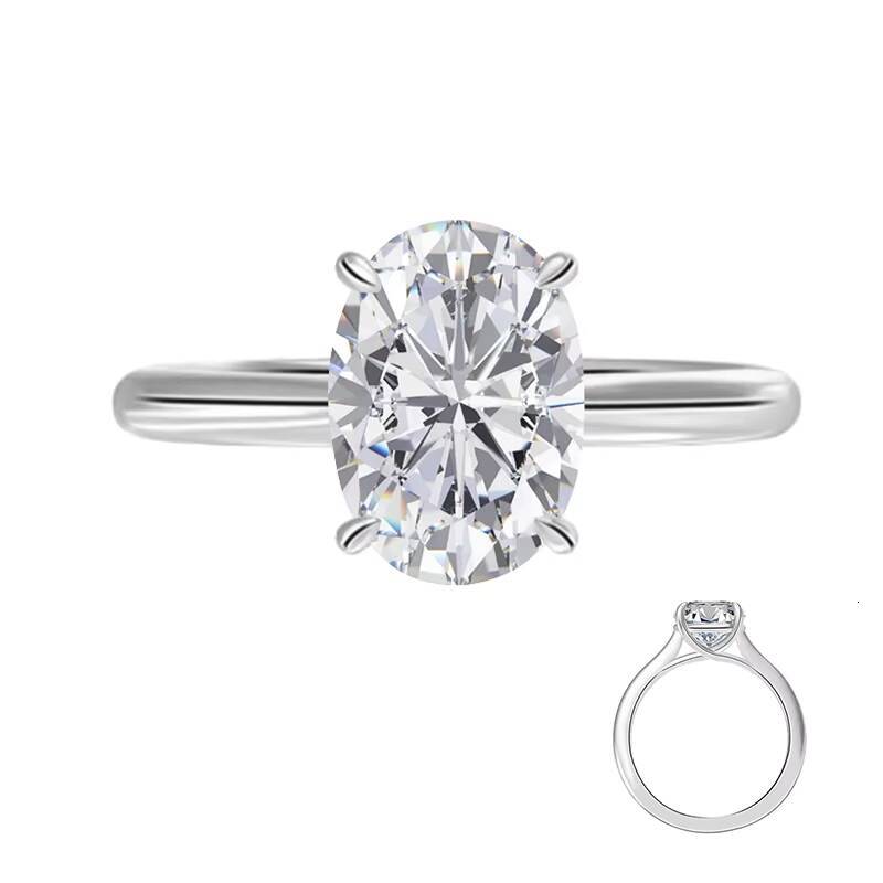 CVD HPHT Diamond Ring 14k Gold Stone Jewellery 1ct Oval DVVS Solitaire Ring Costume Jewelry Lab Diamond Ring